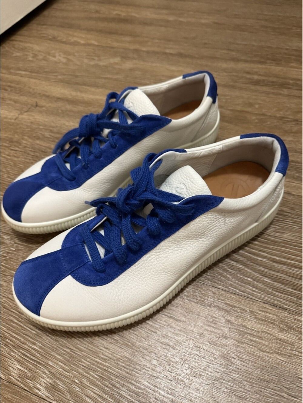 ECCO Soft Zero Mens Sneakers EU 46 US 12-12.5 White Blue Leather Lace Up